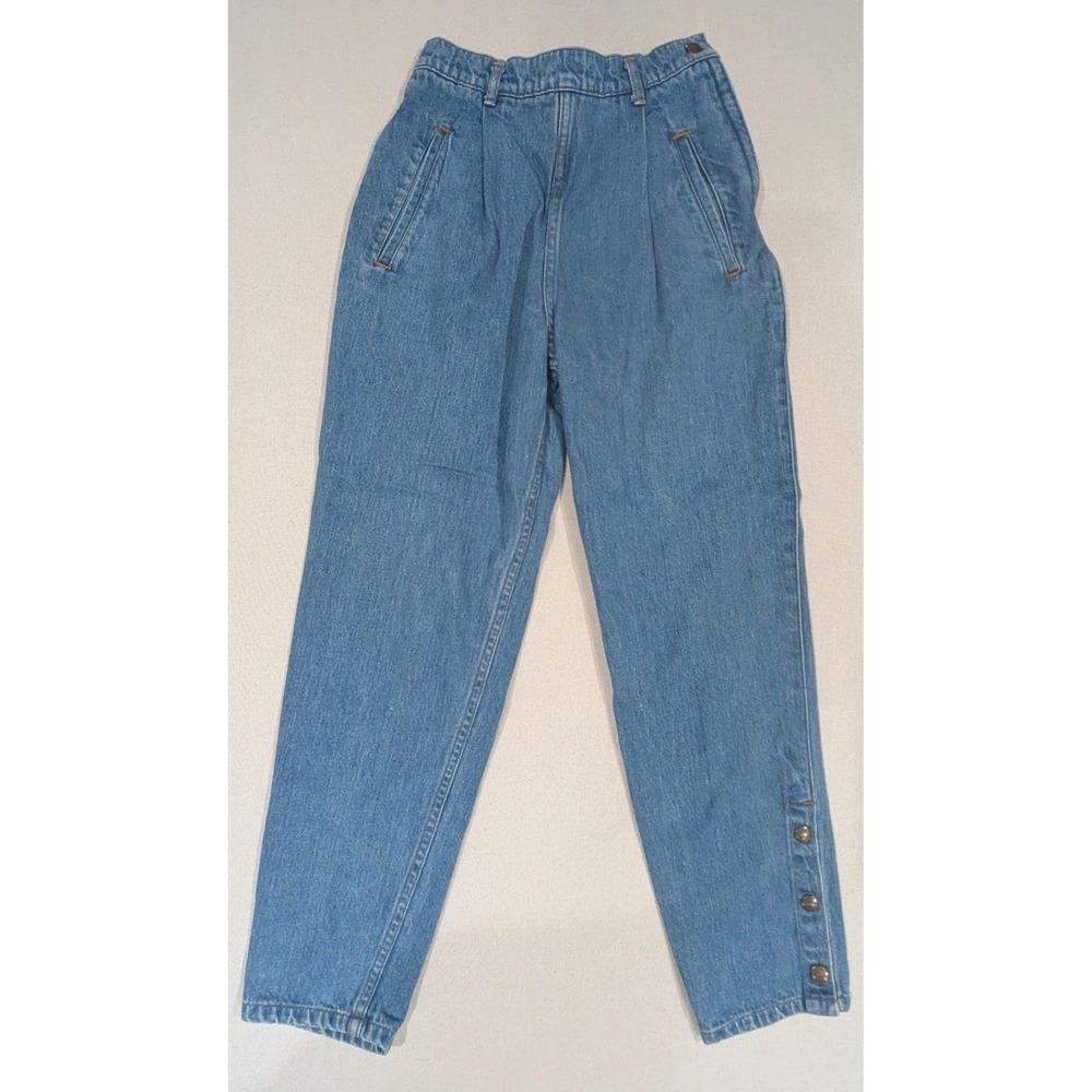 Perry Ellis Jeans Womens 6 Blue Vintage High Waist Pleated Tapered Snap